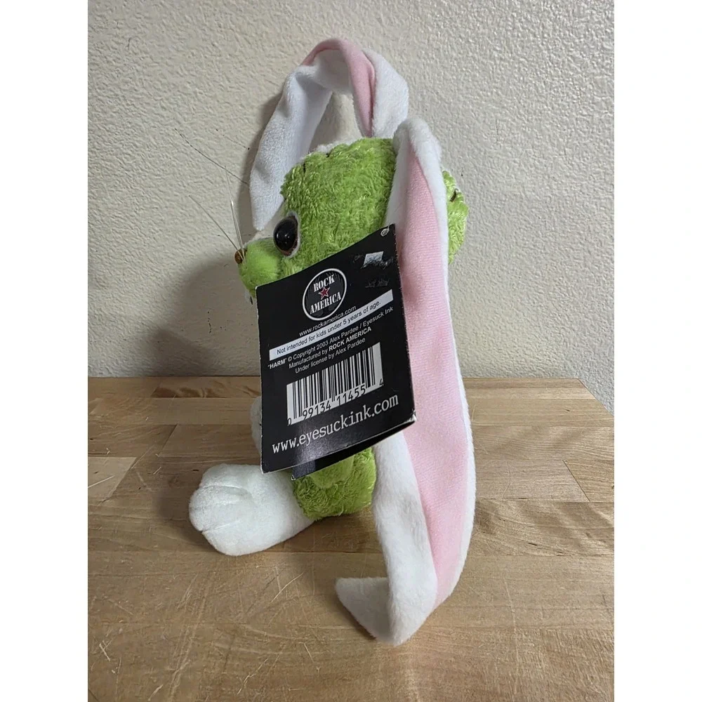Alex Pardee's Harm Blue Green & Pink Plush Bunny 2003 With Tag Alex Pardee